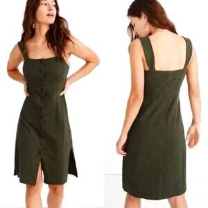 Madewell Texture & Thread Button Front Sleeveless Midi Dress